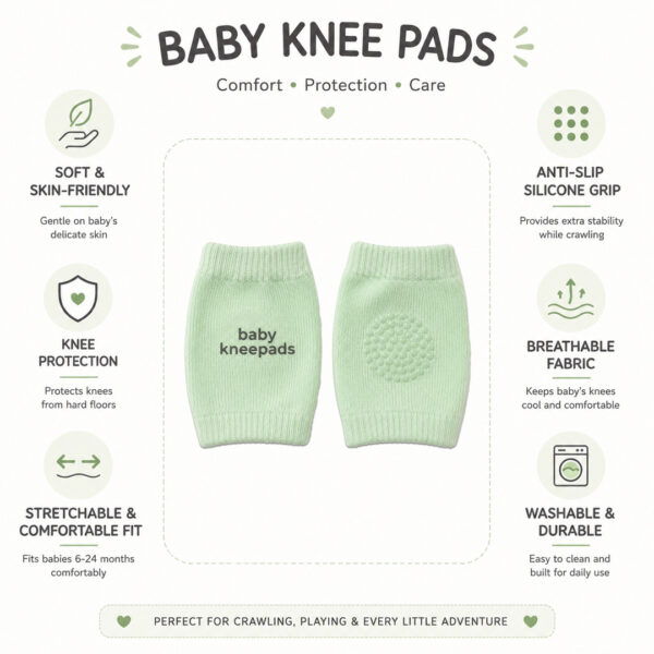 #1green1 Premium Anti-Slip Baby Knee Pads Green