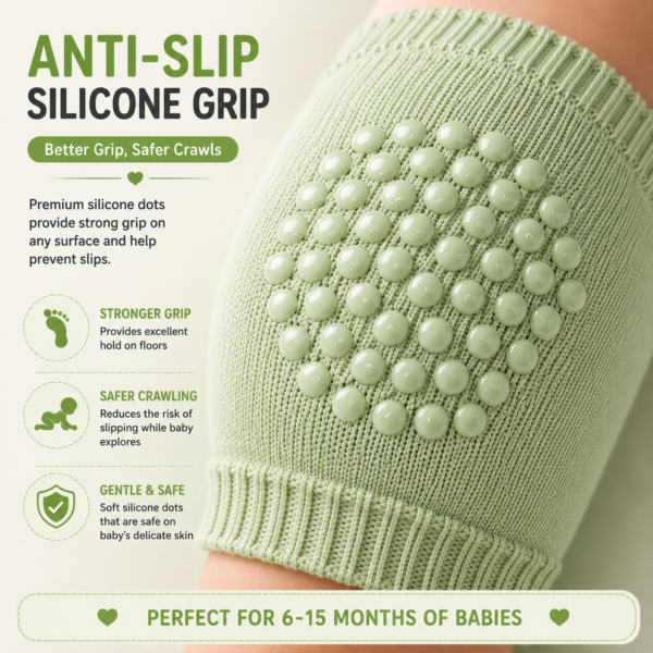 #1green3 Premium Anti-Slip Baby Knee Pads Green