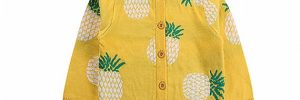 Long Sleeve Kids Knitted Cardigan White / Yellow Warm Water Washed By Hand
