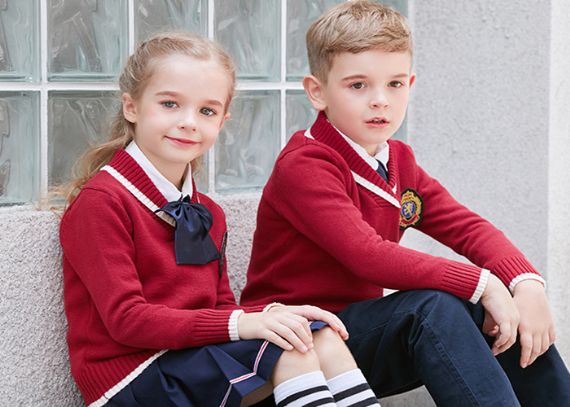 Suéteres de punto de uniforme de escuela primaria para niños y niñas
