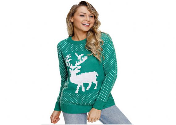 Christmas Elk Jerséis de punto para mujer 12 GG Nylon / Jersey de materiales acrílicos