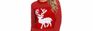 Christmas Elk Womens Knitted Jumpers 12 GG Nylon / Acrylic Materials Pullover