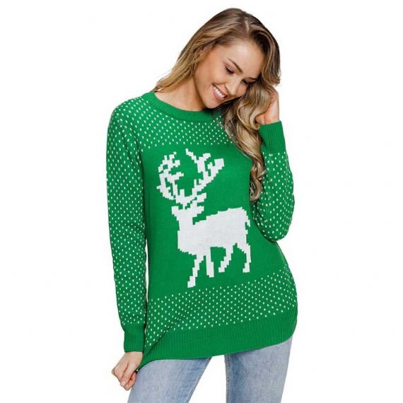Christmas Elk Jerséis de punto para mujer 12 GG Nylon / Jersey de materiales acrílicos
