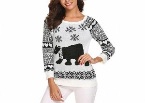 Custom Round Neck Reindeer Ugly Sweater, Womens Christmas Sweaters Europe Style