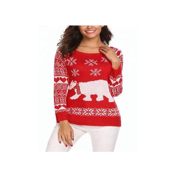 Custom Round Neck Reindeer Ugly Sweater, Womens Christmas Sweaters Europe Style