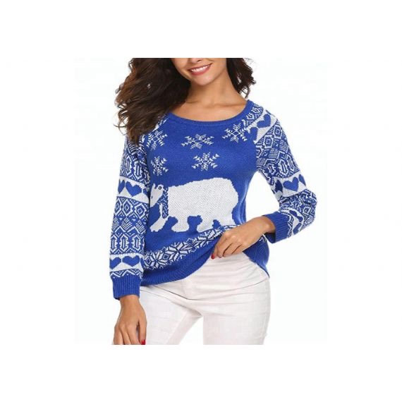 Custom Round Neck Reindeer Ugly Sweater, Womens Christmas Sweaters Europe Style