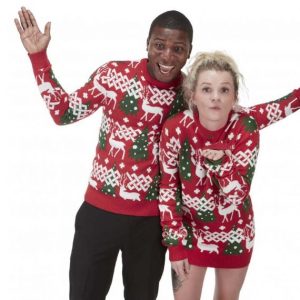 Cute Jacquard Design Christmas Sweaters for Couples