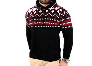 Elegant Jacquard Funny Xmas Sweaters , Tacky Christmas Clothes Hoodie For Men