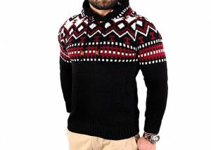 Elegant Jacquard Funny Xmas Sweaters , Tacky Christmas Clothes Hoodie For Men