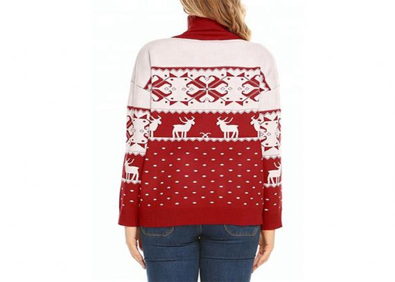 Cuello alto Invierno Cálido Reno de Navidad Suéter lindo para mujer