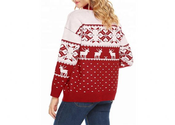 Cuello alto Invierno Cálido Reno de Navidad Suéter lindo para mujer