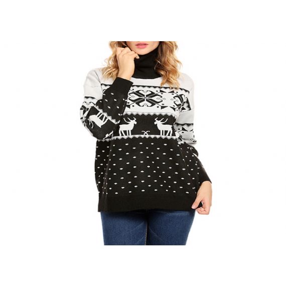 Cuello alto Invierno Cálido Reno de Navidad Suéter lindo para mujer