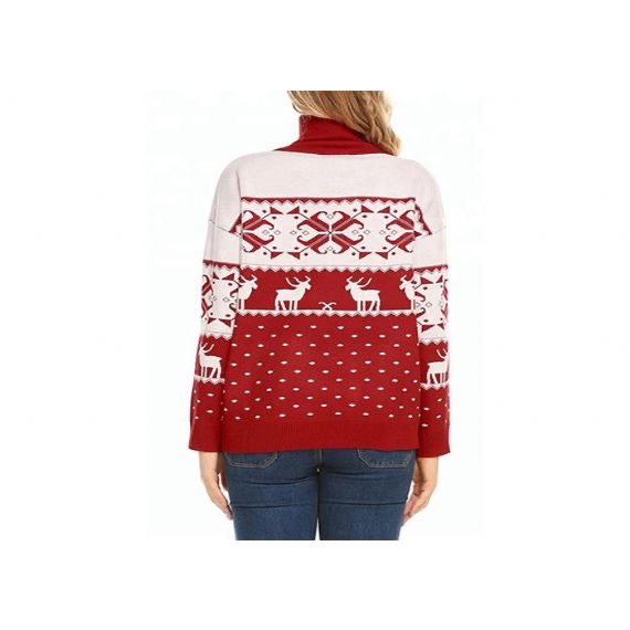 Cuello alto Invierno Cálido Reno de Navidad Suéter lindo para mujer