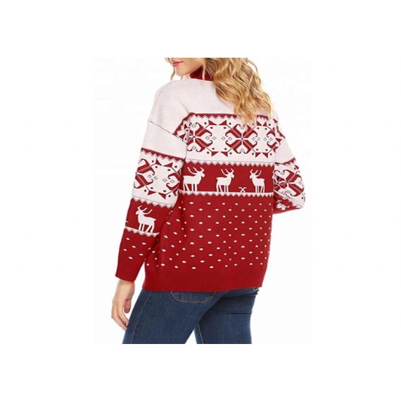 Cuello alto Invierno Cálido Reno de Navidad Suéter lindo para mujer