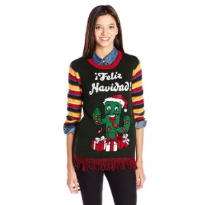 Knitted Ugly Christmas Sweater Juniors Light – Up Round Neck Pullover Jumper