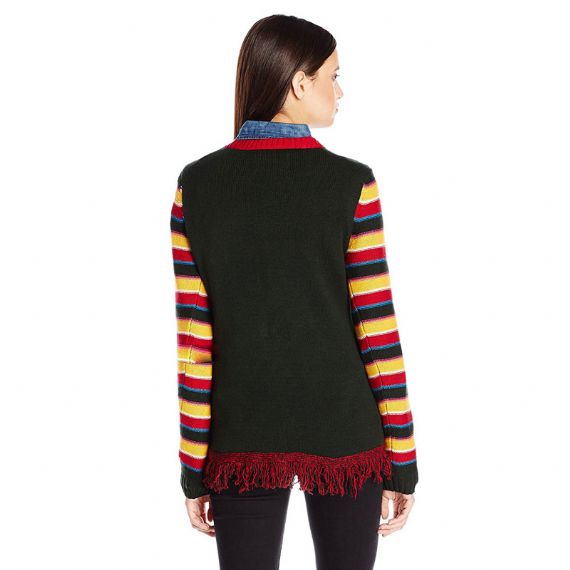Suéter navideño feo de punto Jersey ligero con cuello redondo y cuello redondo para jóvenes