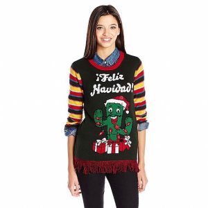 Knitted Ugly Christmas Sweater Juniors Light – Up Round Neck Pullover Jumper