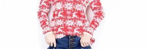 Christmas Reindeer Oversized Jumper Dress Pullover Style Red Navy Color