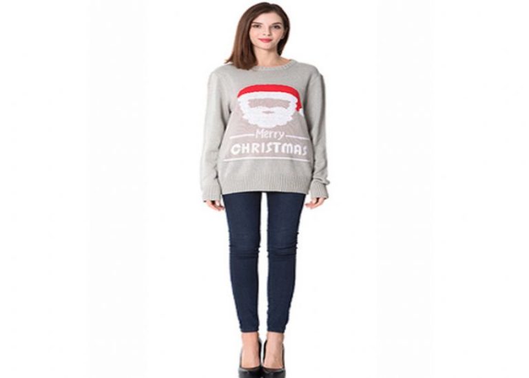 White Lady Round Neck Long Sleeve Ugly Christmas Sweaters Knitting Pullover Jumper