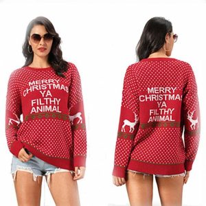 Suéter de Natal Feio Branco Tricô Padrões 12 GG Feminino