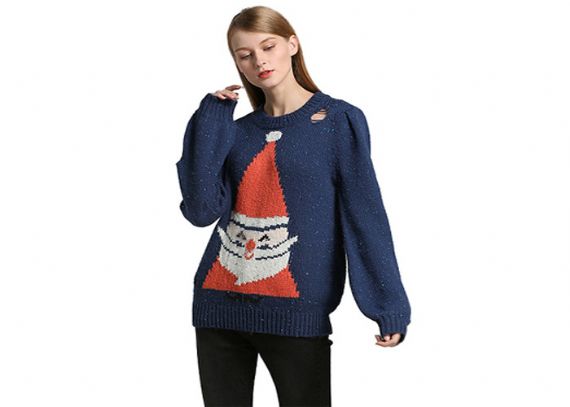 Navidad Papá Noel Agujero Suéter Mujer, Jersey De Navidad Jersey