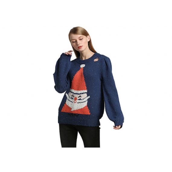 Navidad Papá Noel Agujero Suéter Mujer, Jersey De Navidad Jersey