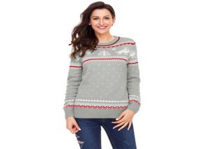 Ladies Plus Size Ugly Christmas Sweater Round Neck Long Sleeve Pullover Sweater