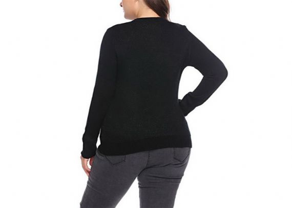 Suéteres navideños feos de talla grande con cinta de reno para mujer