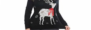 Reindeer Ribbon Plus Size Ugly Christmas Sweaters for Women