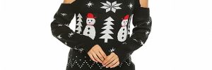 Red Green Black Off - Shoulder High Neck Ugly Christmas Sweater For Women