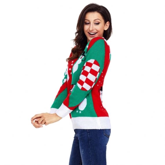 Red Funny Ugly Christmas Snowman Knitting Sweater Designs Ideas For Women