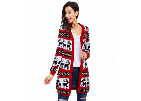Suéter navideño de reno de talla grande para mujer