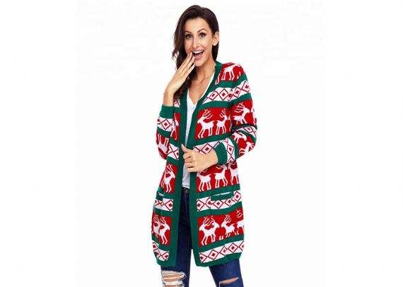 Suéter navideño de reno de talla grande para mujer