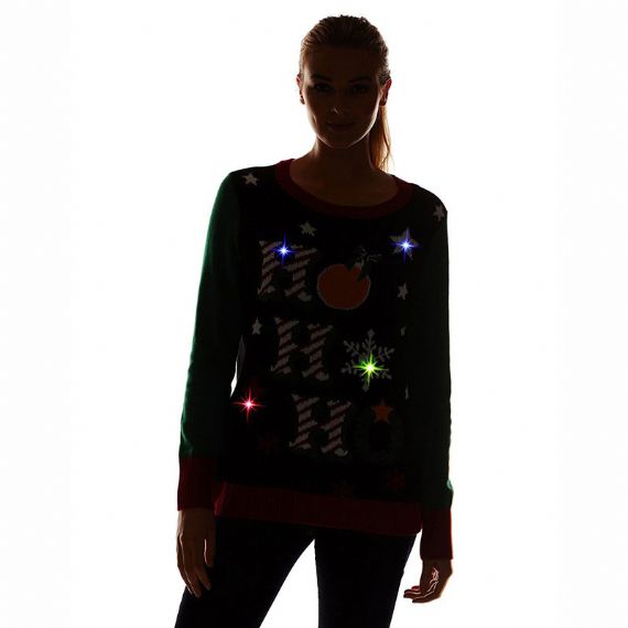 New Xmas Design Women Christmas Sweater With Flashing Led Lights