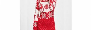 Plus Size Red Turtle Neck Long Sleeve Christmas Sweater Dress For Girl