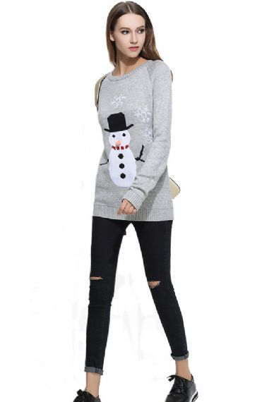 Suéter navideño feo tejido jacquard para mujer