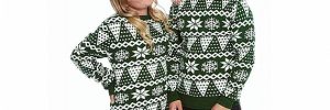 Unisex Long Sleeve Knitted Snowflake Pattern Christmas Jumper for Family