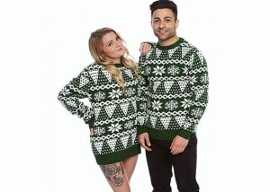 Unisex Long Sleeve Knitted Snowflake Pattern Christmas Jumper for Family