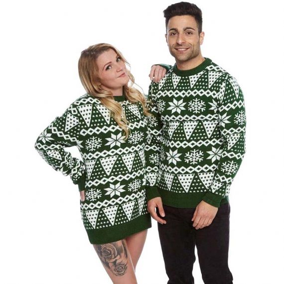 Unisex Long Sleeve Knitted Snowflake Pattern Christmas Jumper for Family