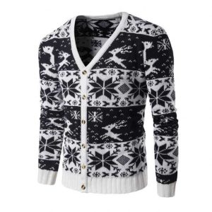 V Neck Mens Christmas Cardigan Sweaters Supplier