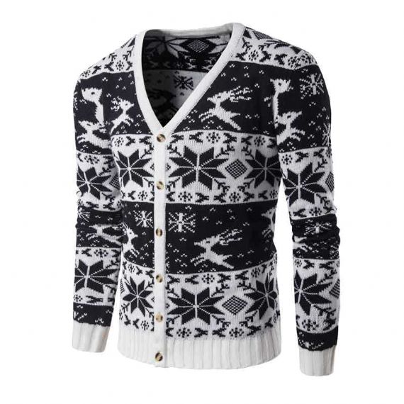 V Neck Mens Christmas Cardigan Sweaters Supplier