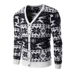 V Neck Mens Christmas Cardigan Sweaters Supplier