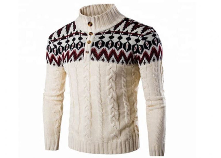 Custom High Neck Christmas Long Sleeve Ugly Sweater Knitted Pullover For Men