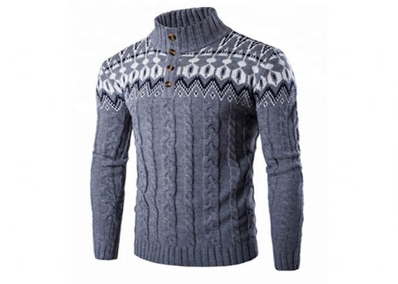 Jersey feo hecho punto suéter de encargo de la manga larga de la Navidad del cuello alto para los hombres