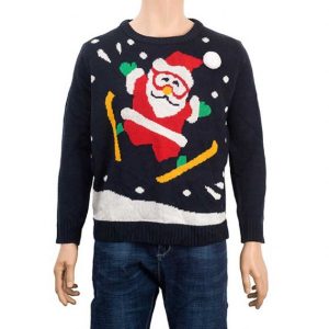 Unisex Red Ugly Design Santa Xmas Knitted Acrylic Sweaters For Party
