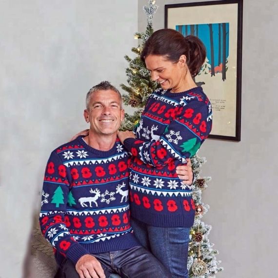 Suéter de Navidad de punto con patrón de reno de cuello redondo para la familia