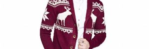Heavy Gauge Knitted Shawl Neck Mens Christmas Cardigan