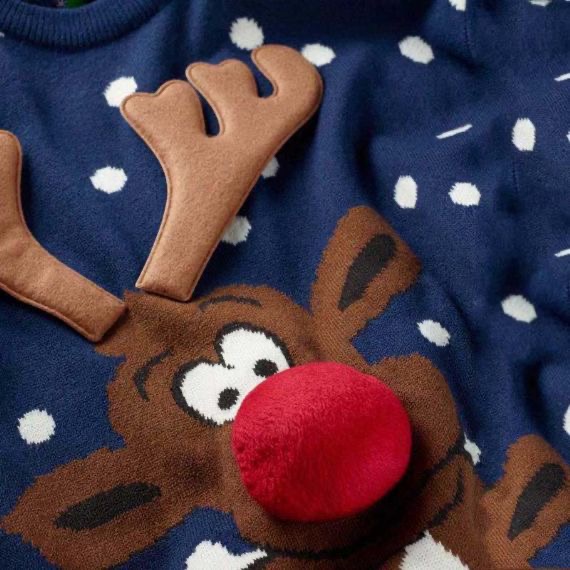 Unisex 3D Elk Horn Ugly Christmas Sweater