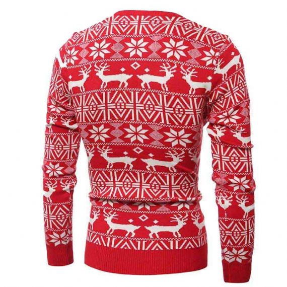 Custom 12gg Jacquard Ugly Reindeer suéter rojo de Navidad para hombre