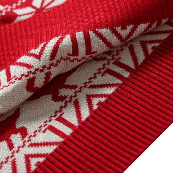 Custom 12gg Jacquard Ugly Reindeer suéter rojo de Navidad para hombre